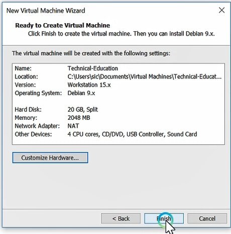 ready to create a virtual machine